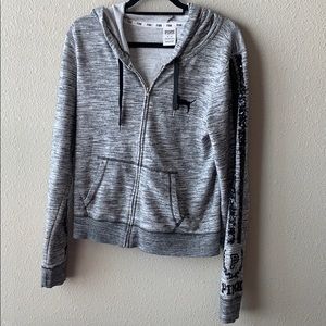 Grey and black PINK hoodie with sequins
